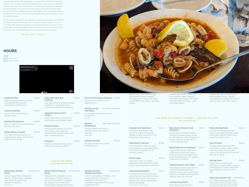 Moonstone Beach Bar & Grill Menu