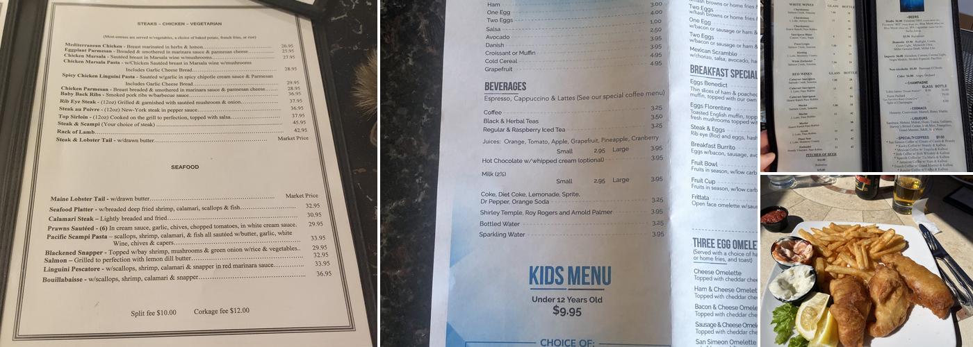 San Simeon Beach Bar & Grill Menu