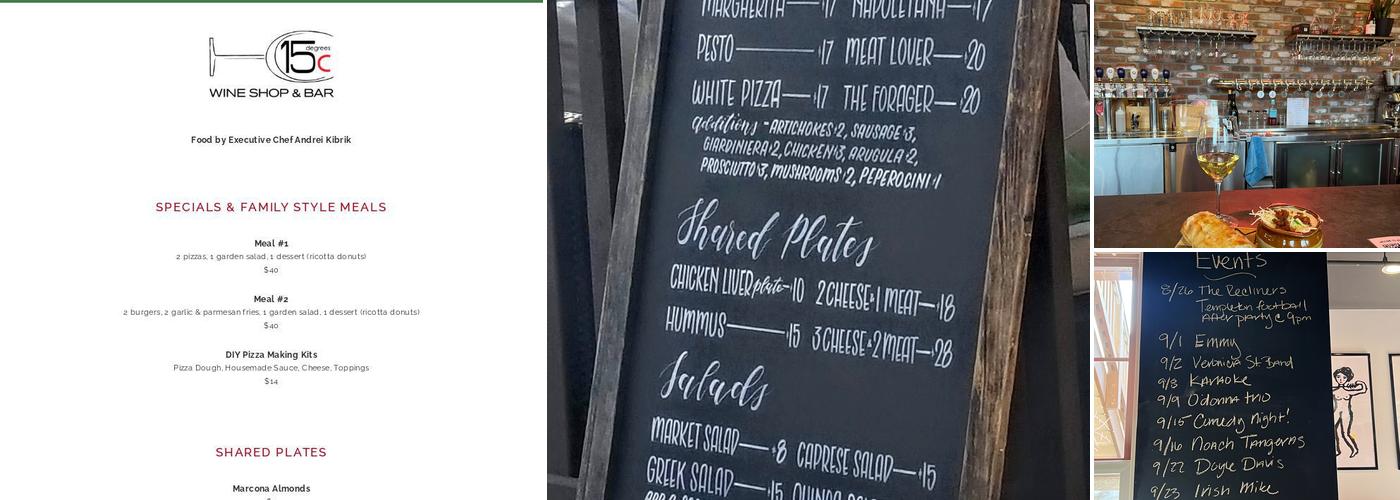 15 degrees C Wine Shop & Bar Menu