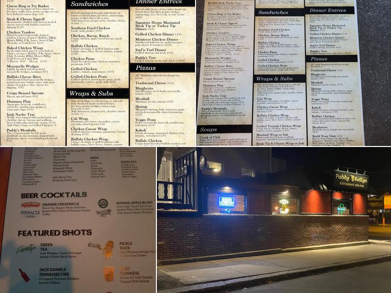 Paddy Kellys Menu
