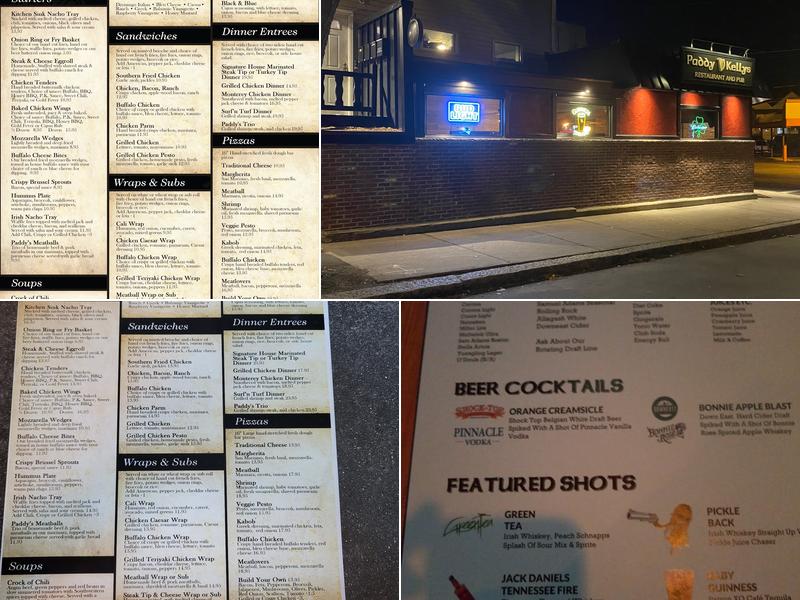 Paddy Kellys Menu