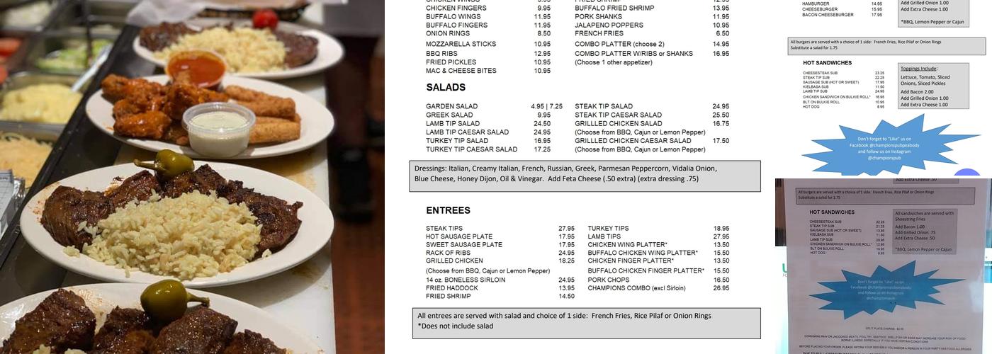 Champions Pub Menu