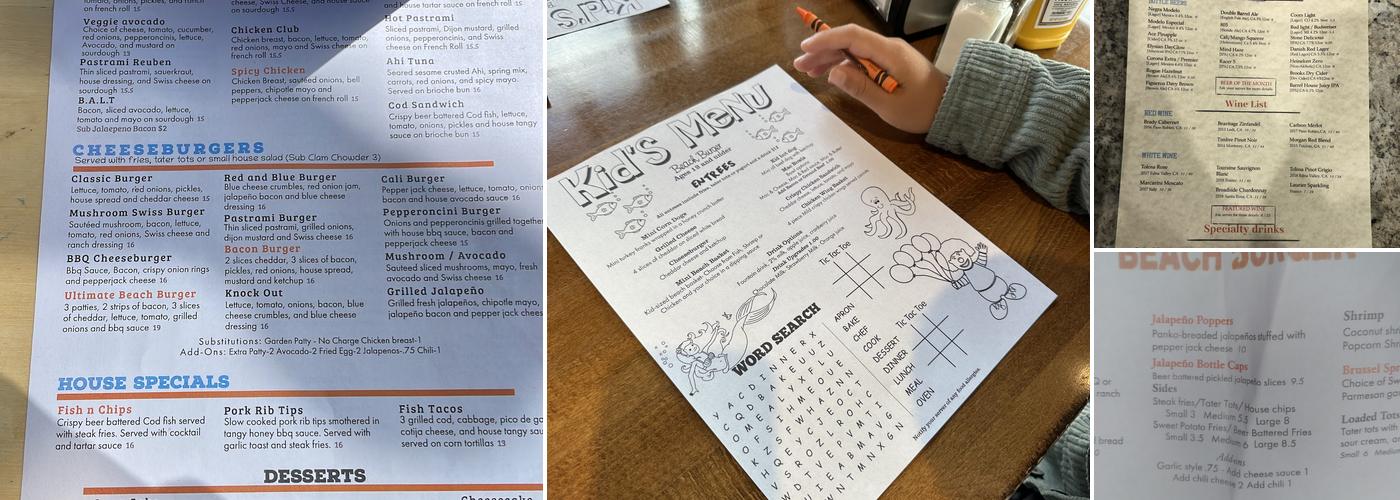 Beach Burger Menu