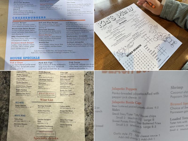 Beach Burger Menu