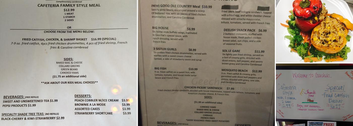 Geechie's Southern Style Restaurant Menu