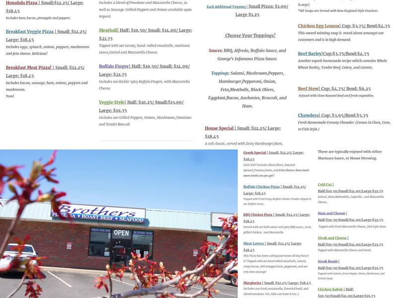 Brother's Roast Beef & Seafood Menu