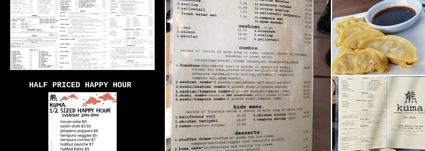 Kuma. Menu