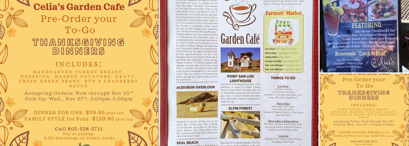 Celia's Garden Café Menu