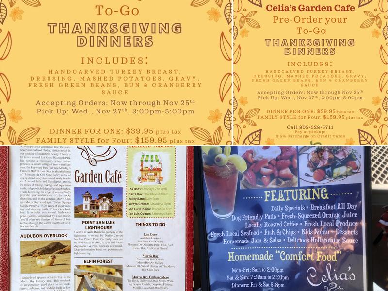 Celia's Garden Café Menu