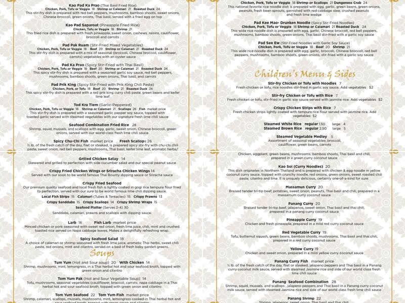 Thai Bounty Menu