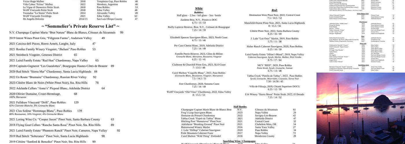 Windows On the Water Menu