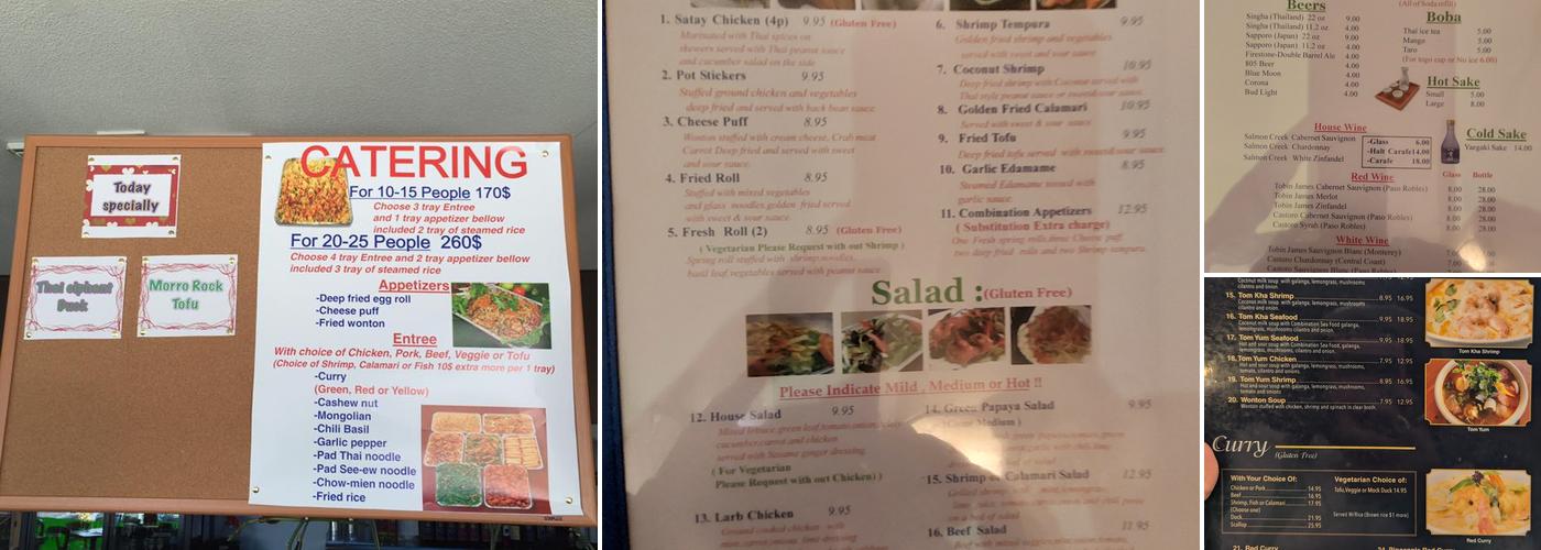 Thai Elephant Morro Bay Menu