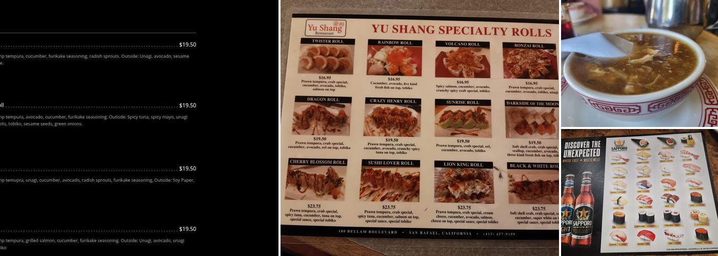 Yu Shang Menu