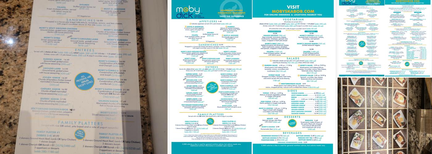 Moby Dick House of Kabob Menu