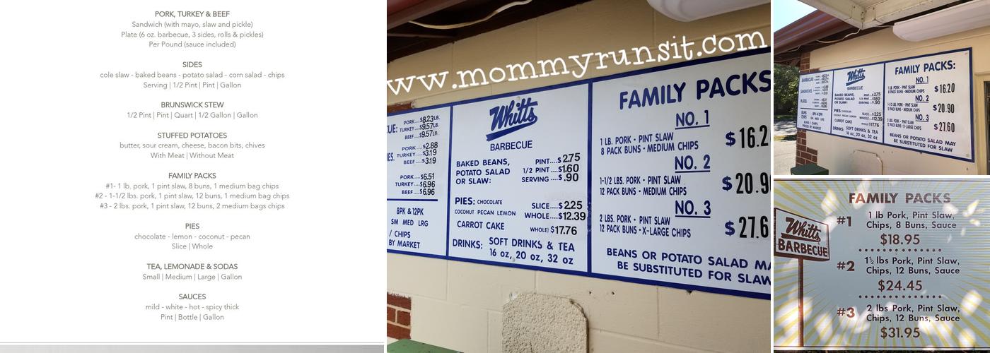 Whitt's Barbecue Menu