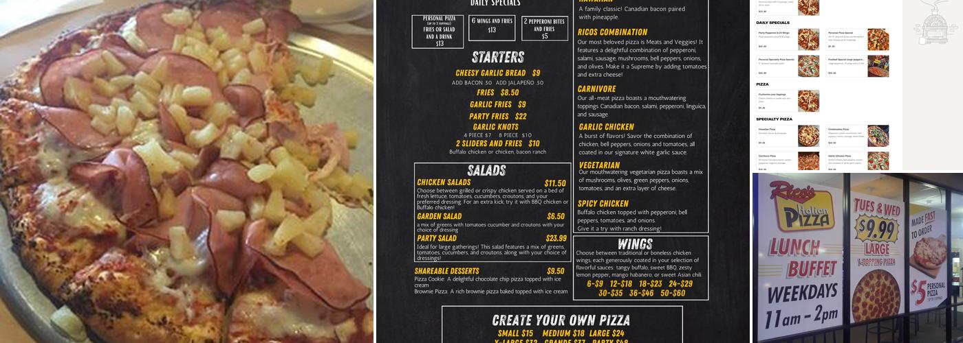 Rico's Pizza Menu