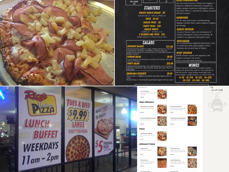 Rico's Pizza Menu