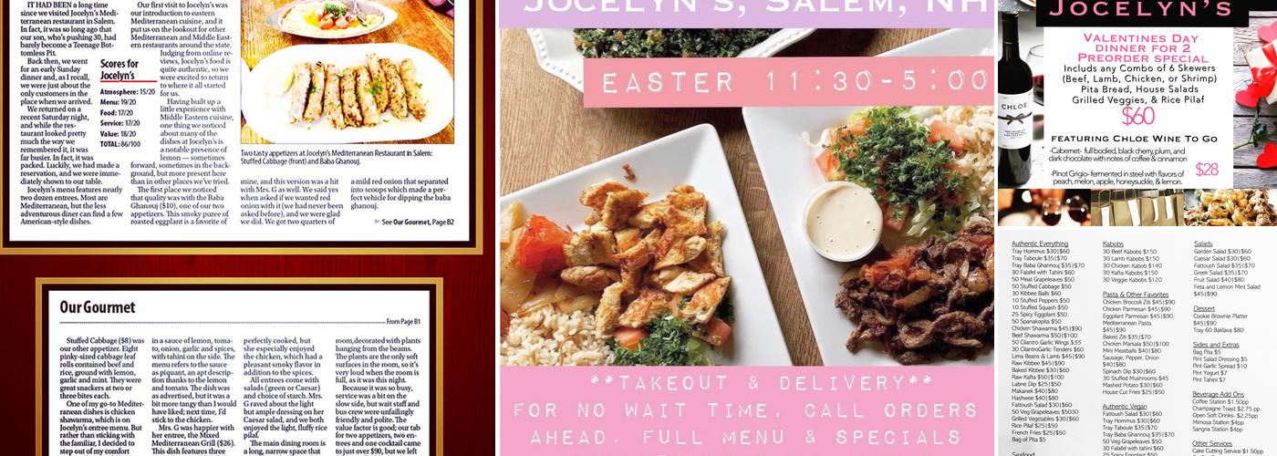 Jocelyn's Mediterranean Restaurant & Martini Lounge Menu