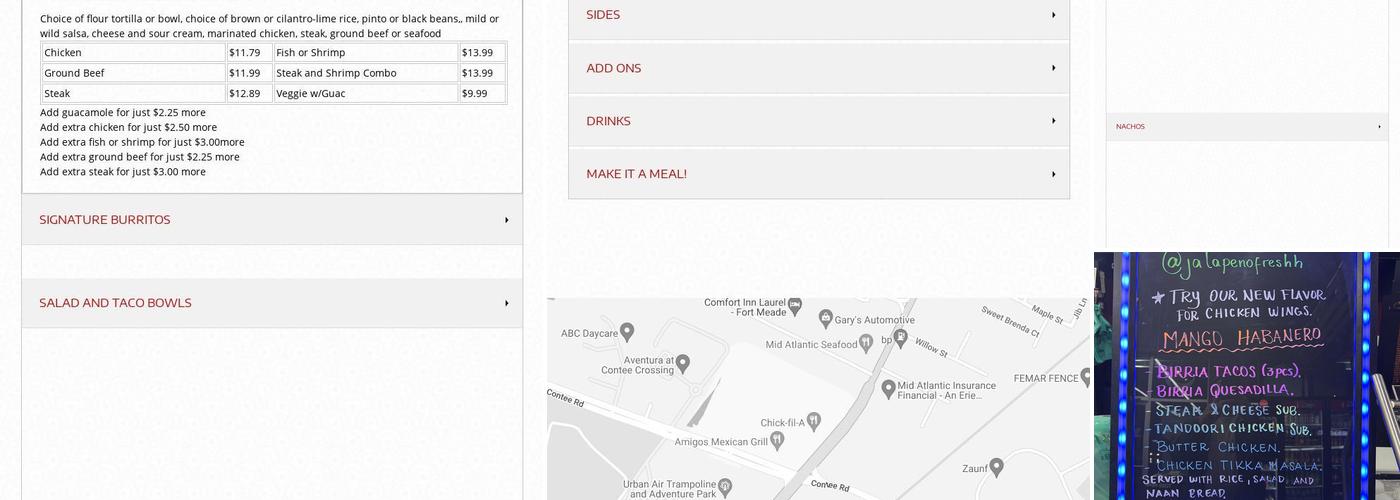 Jalapeno Fresh Mexican Bistro Menu