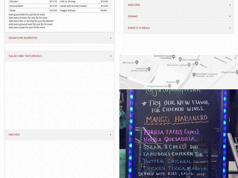 Jalapeno Fresh Mexican Bistro Menu