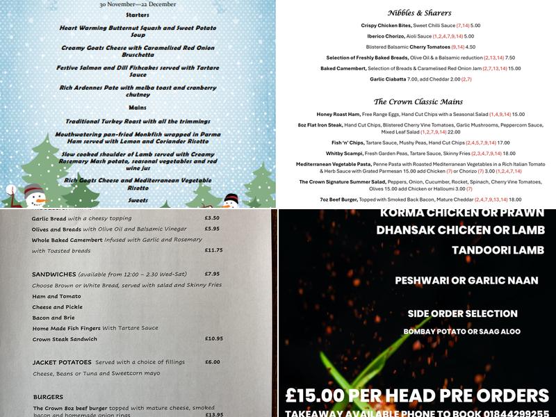The Crown, Cuddington Menu