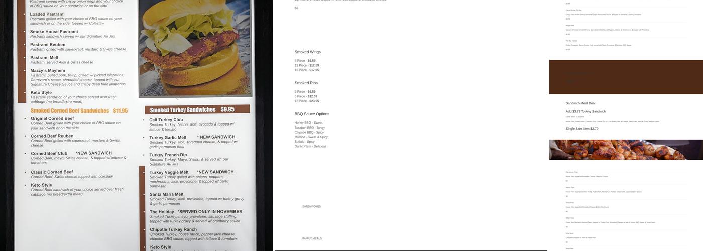 Carnivore's BBQ Sandwich Shop Menu