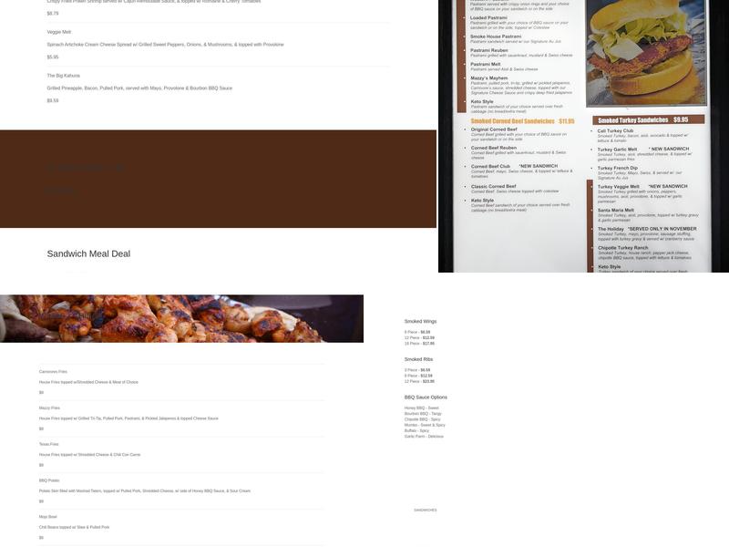 Carnivore's BBQ Sandwich Shop Menu