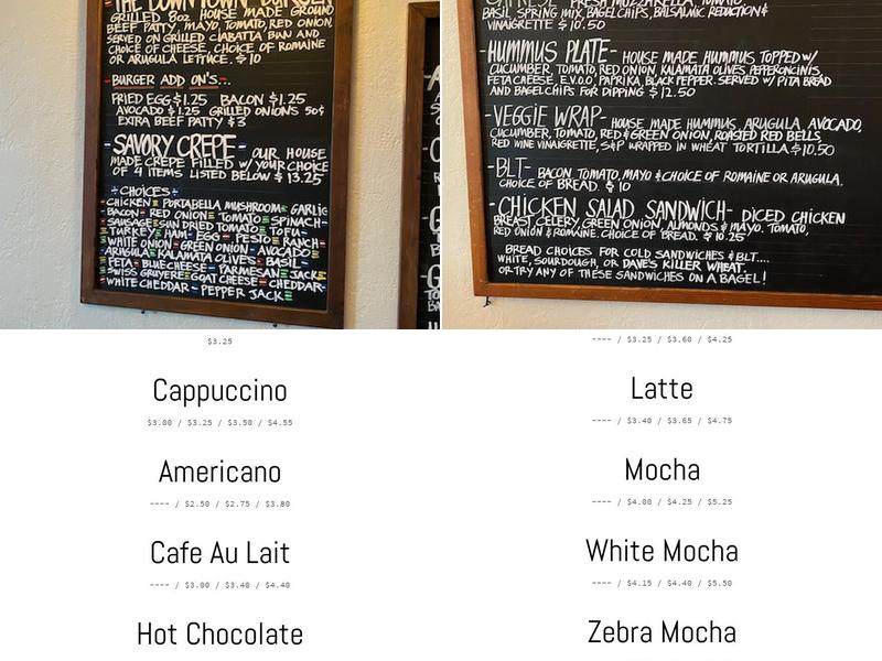 Deva Cafe Menu