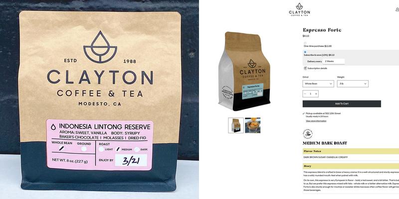 Clayton Coffee & Tea Menu