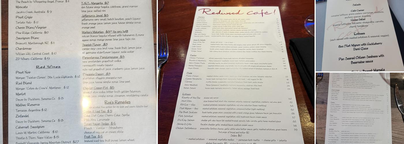 Redwood Café Menu