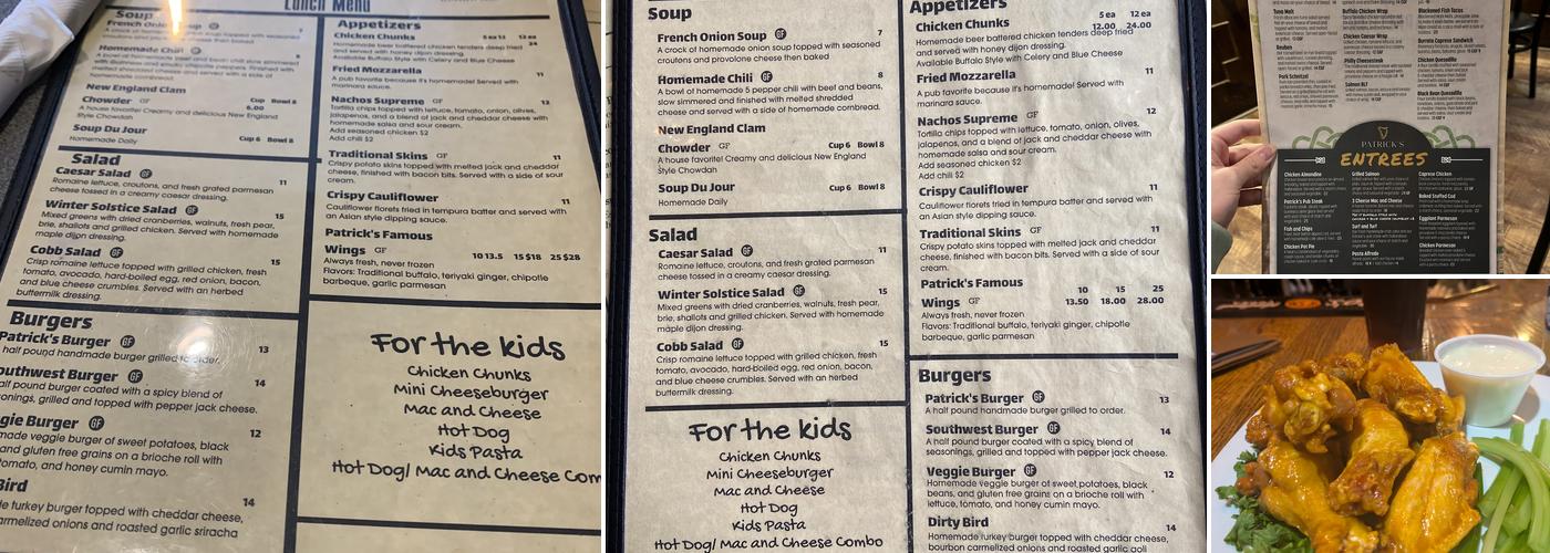 Patrick's Pub Menu