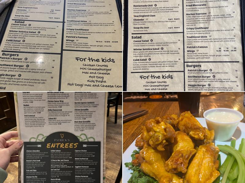 Patrick's Pub Menu