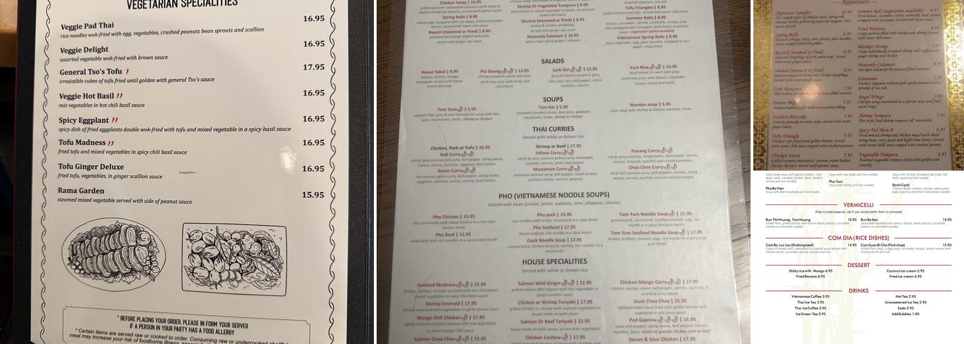 Vong's Thai Cuisine Menu