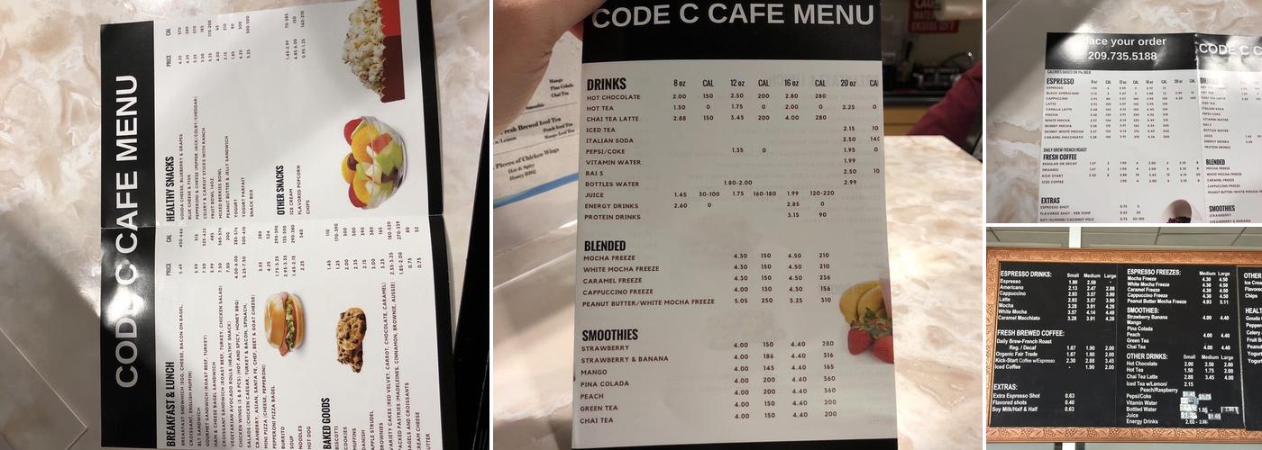 Kaiser Permanente Modesto, Code C Cafe Menu