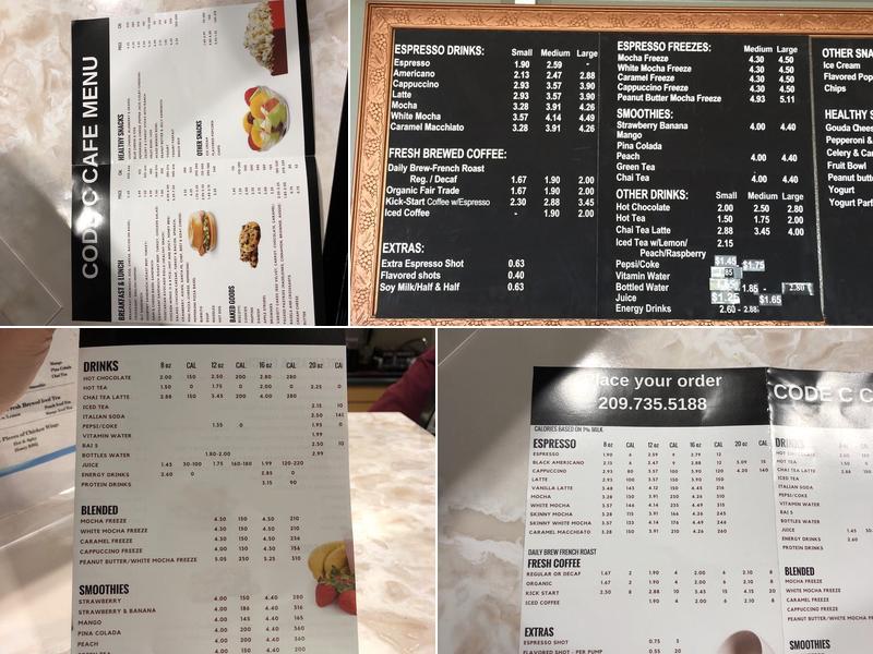 Kaiser Permanente Modesto, Code C Cafe Menu