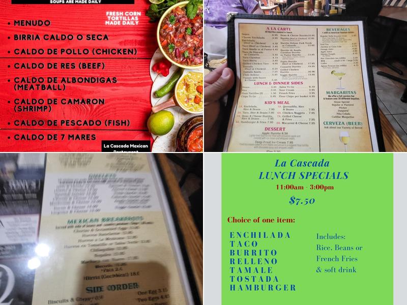 La Cascada Mexican Restaurant Menu