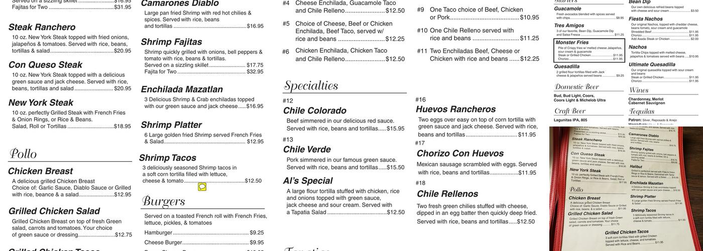 Alfonso's Mexican Grill Menu