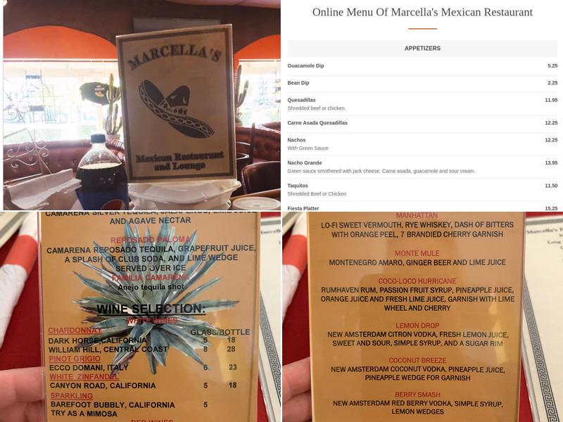 Marcella's Restaurant Menu