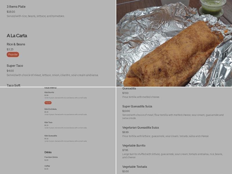 Los Lagos Taqueria Menu