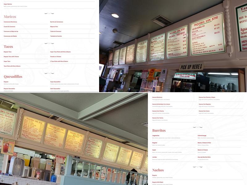 Taqueria San Jose Menu