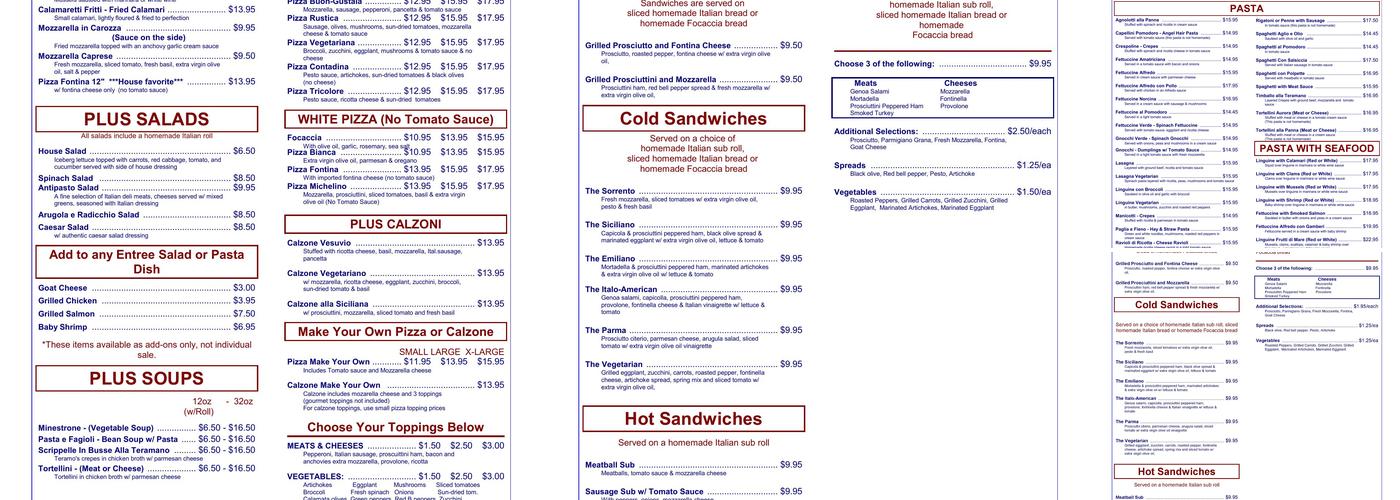 Pasta Plus Restaurant Menu