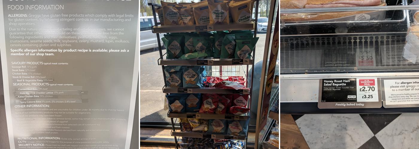 Greggs Menu