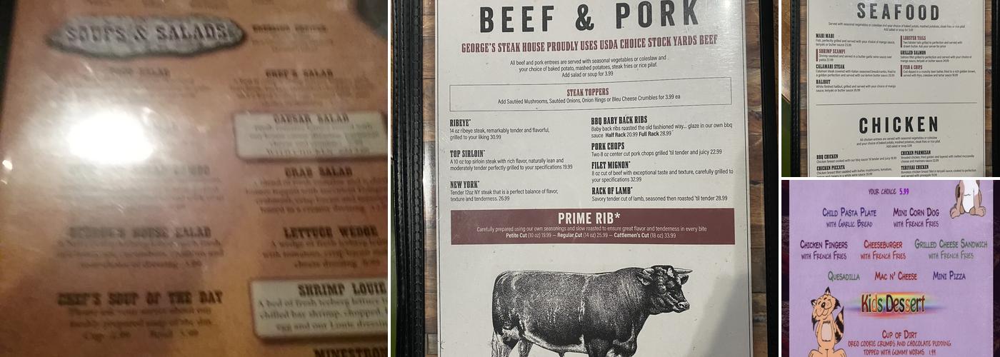 George's Steakhouse Bar & Grill Menu