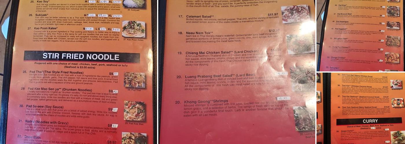 Sticky Rice Restaurant Menu