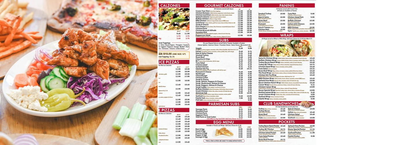 La Strada Pizzeria Menu