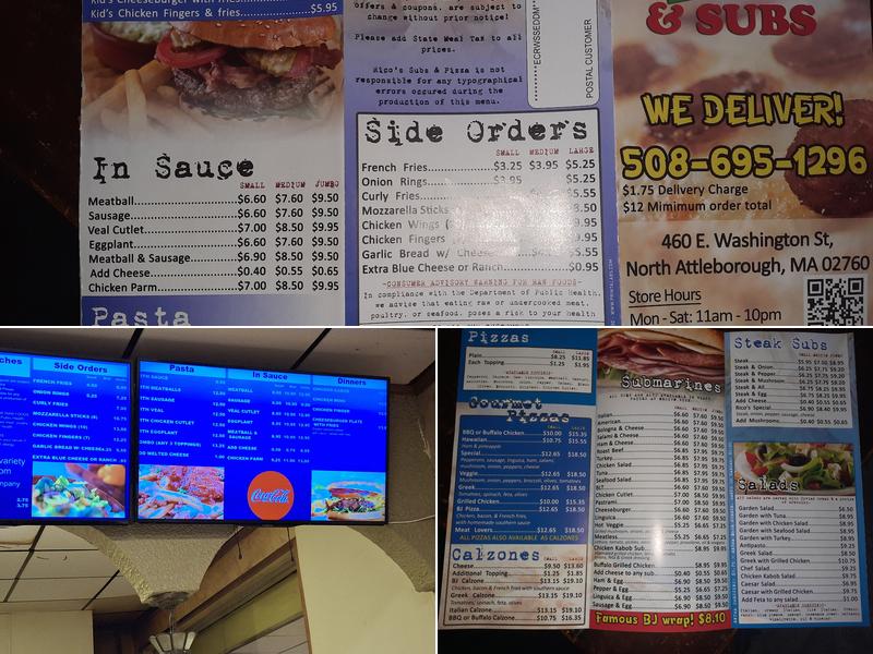 Rico's Subs & Pizza Menu