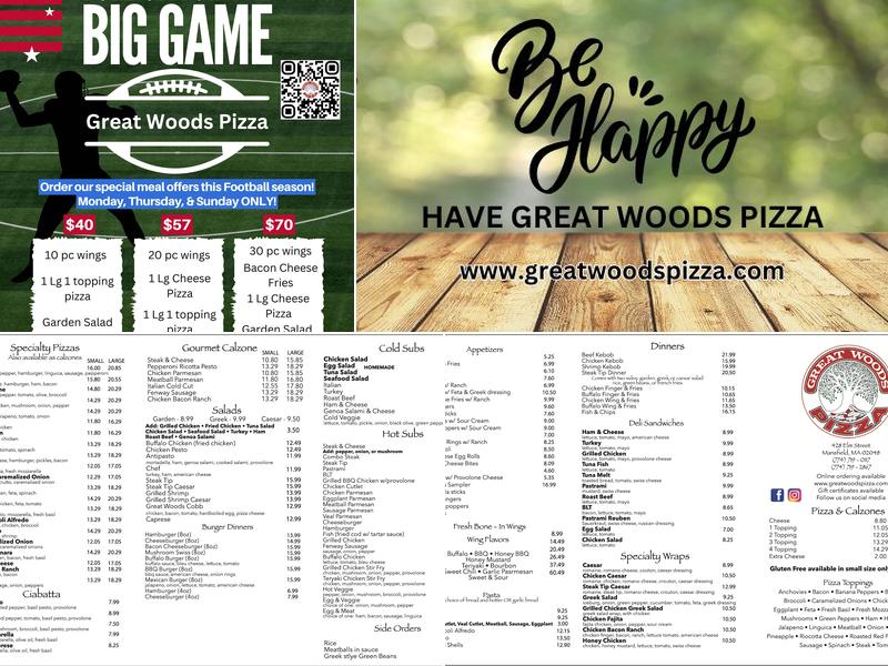 Great Woods Pizza Menu