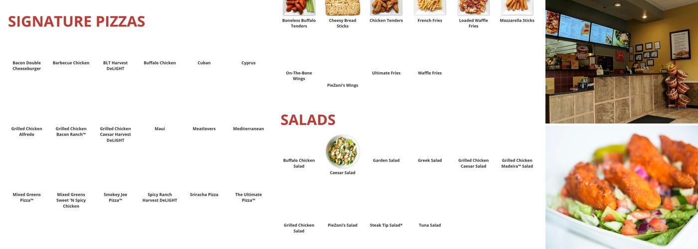 Piezoni's Pizza Menu