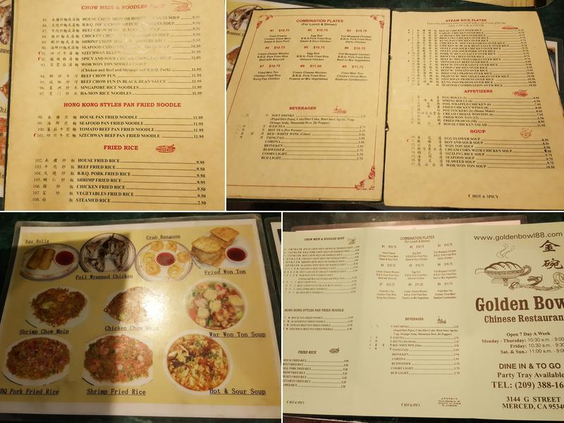 Golden Bowl Menu