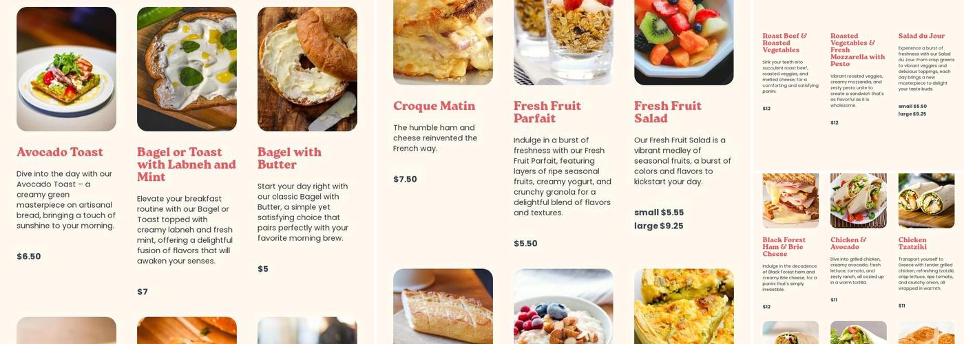 L'Artisan Cafe & Bakery Menu